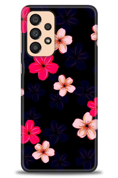 Samsung Galaxy A33 5G Kılıf HD Baskılı Kılıf - Pembe Mavi Çiçekler