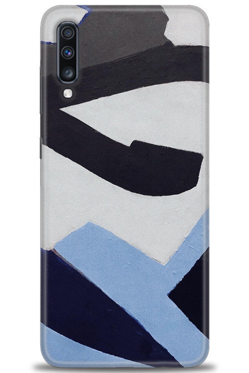 Samsung Galaxy A70 Kılıf HD Baskılı Kılıf - Gri Mavi
