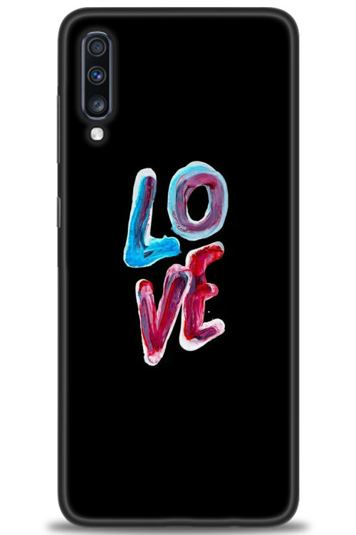 Samsung Galaxy A70 Kılıf HD Baskılı Kılıf - Renkli Love