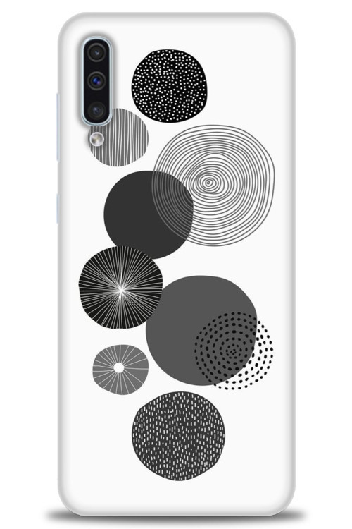 Samsung Galaxy A50 Kılıf HD Baskılı Kılıf - Siyah Daire
