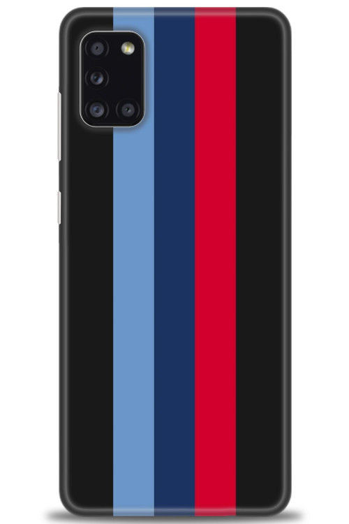 Samsung Galaxy A31 Kılıf HD Baskılı Kılıf - Bordo Mavi Çubuklar