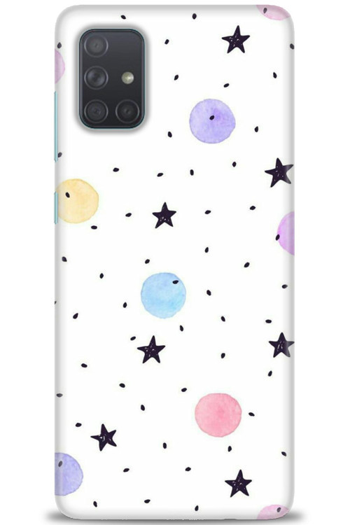Samsung Galaxy A71 Kılıf HD Baskılı Kılıf - Yıldız ve Daireler