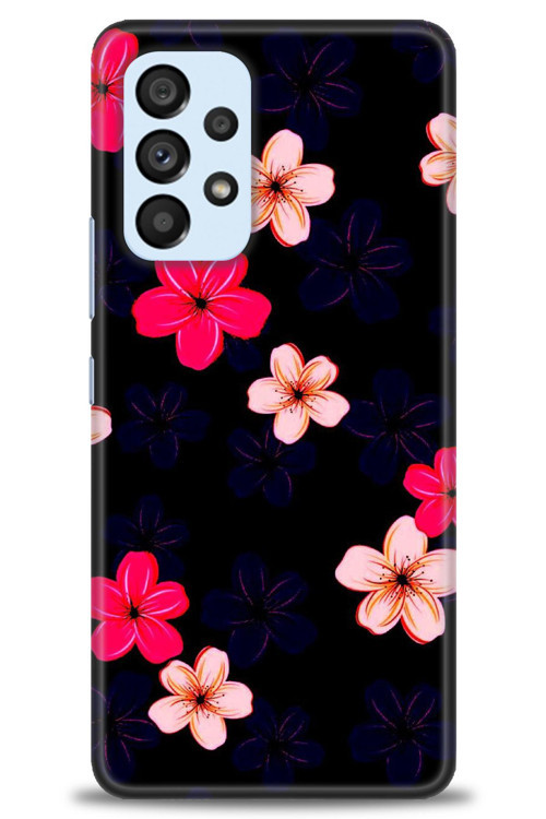 Samsung Galaxy A53 5G Kılıf HD Baskılı Kılıf - Pembe Mavi Çiçekler