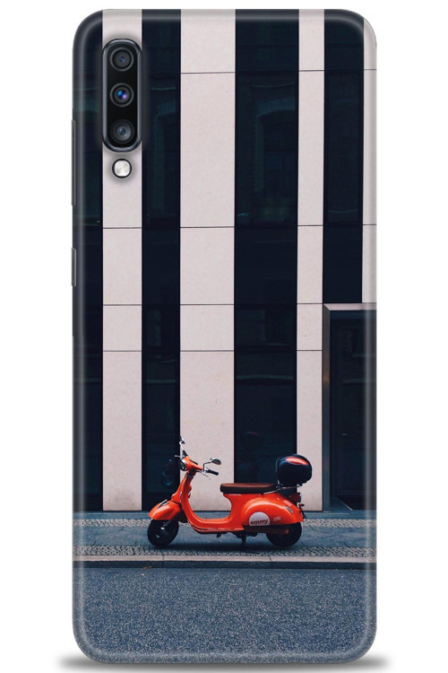 Samsung Galaxy A70 Kılıf HD Baskılı Kılıf - Kırmızı Motor