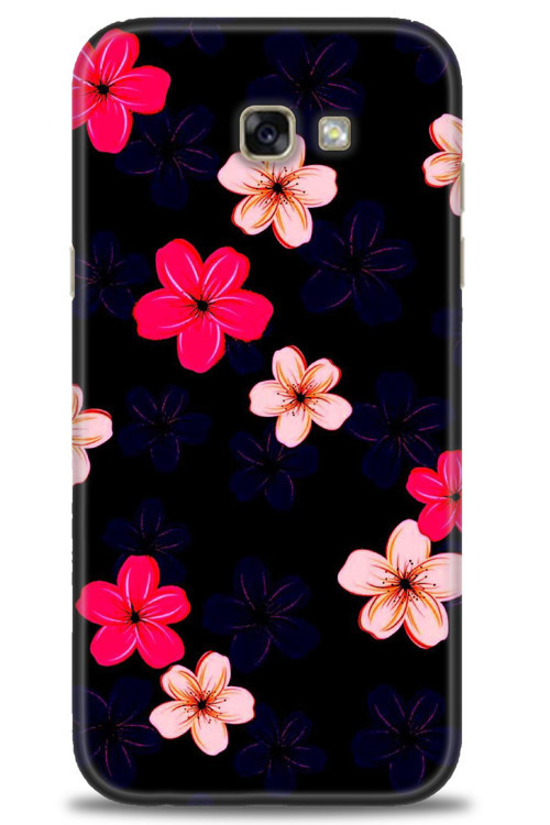 Samsung Galaxy A7 2017 / A720 Kılıf HD Baskılı Kılıf - Pembe Mavi Çiçekler