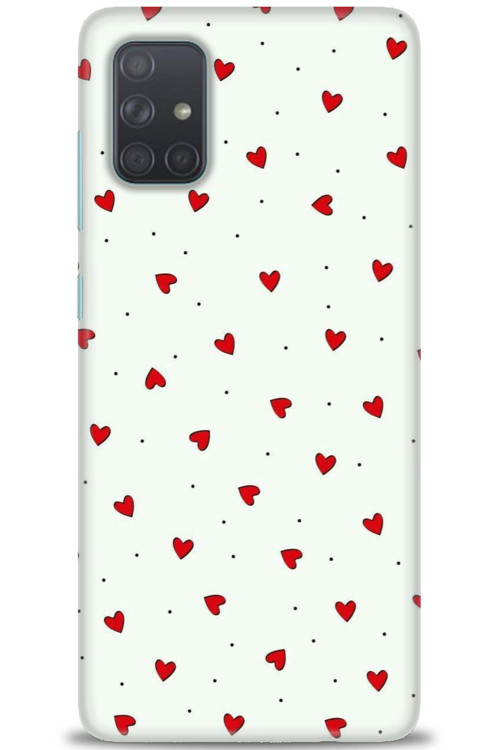 Samsung Galaxy A71 Kılıf HD Baskılı Kılıf - Mini Mini Kalpler