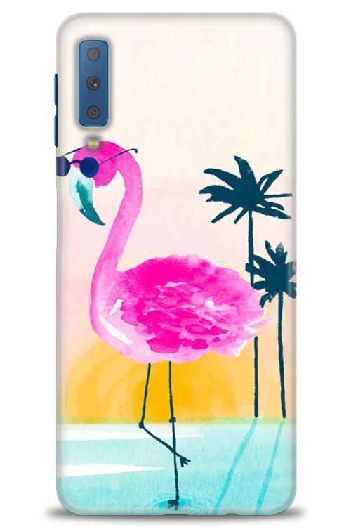 Samsung Galaxy A7 2018 Kılıf HD Baskılı Kılıf - Flamingo