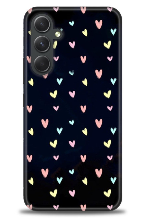 Samsung Galaxy A54 Kılıf HD Baskılı Kılıf - Mini Mini Kalpler