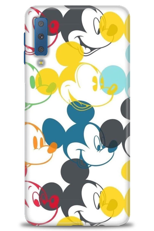 Samsung Galaxy A7 2018 Kılıf HD Baskılı Kılıf - Renkli Mickey Mouse