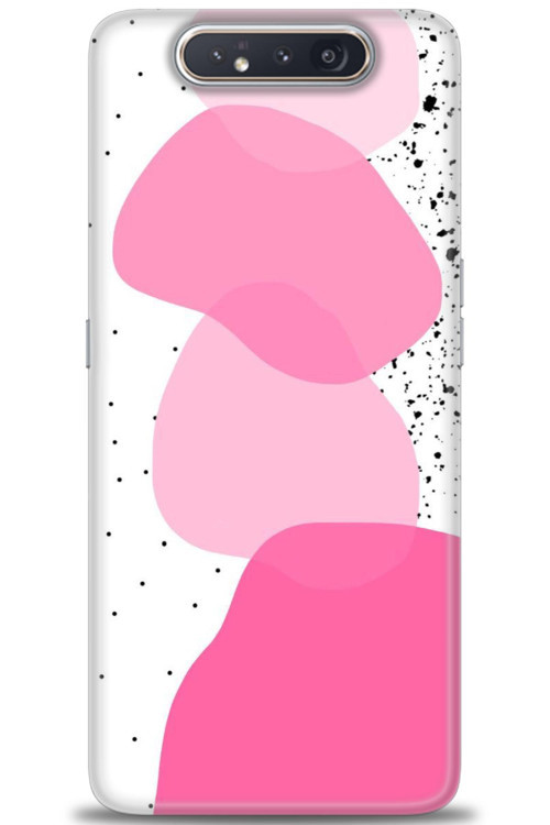 Samsung Galaxy A80 Kılıf HD Baskılı Kılıf - Pembe Beyaz Siyah