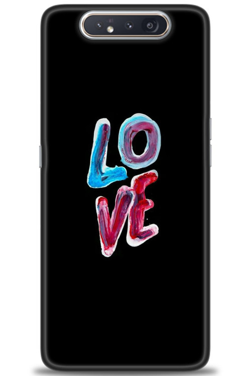 Samsung Galaxy A80 Kılıf HD Baskılı Kılıf - Renkli Love