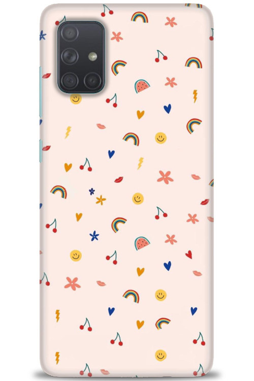 Samsung Galaxy A71 Kılıf HD Baskılı Kılıf - Kiraz ve Gökkuşağı
