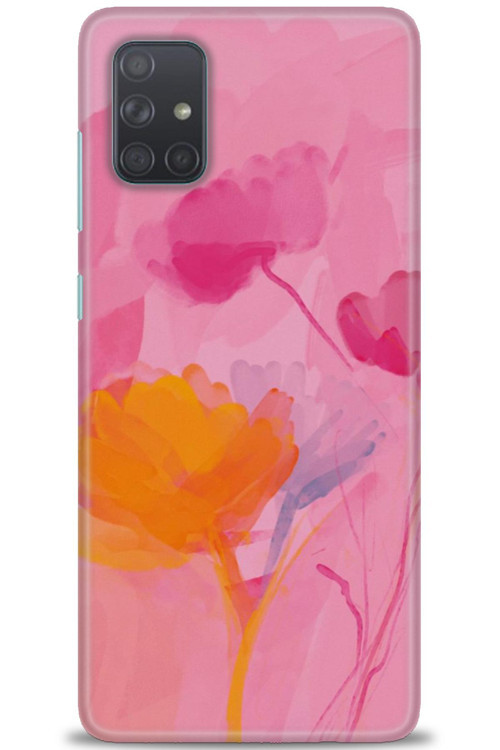 Samsung Galaxy A71 Kılıf HD Baskılı Kılıf - Turuncu Pembe