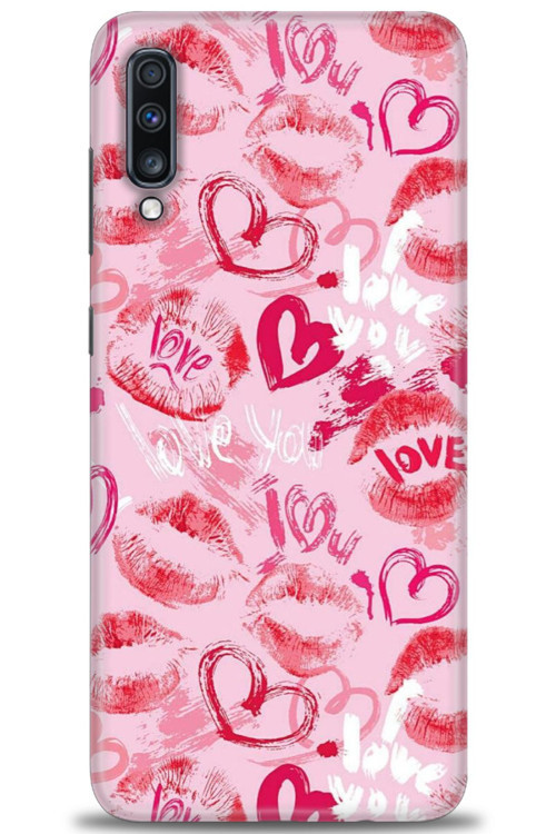 Samsung Galaxy A70 Kılıf HD Baskılı Kılıf - Pembe Love