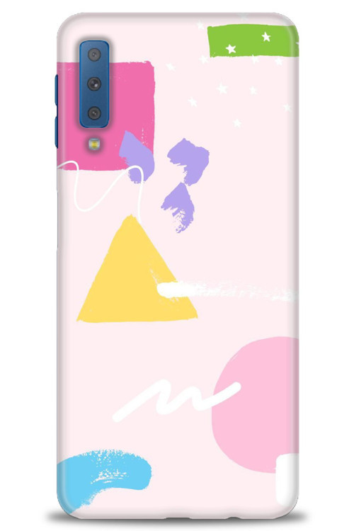 Samsung Galaxy A7 2018 Kılıf HD Baskılı Kılıf - Üçgen Kare