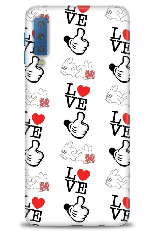 Samsung Galaxy A7 2018 Kılıf HD Baskılı Kılıf - Love Mickey