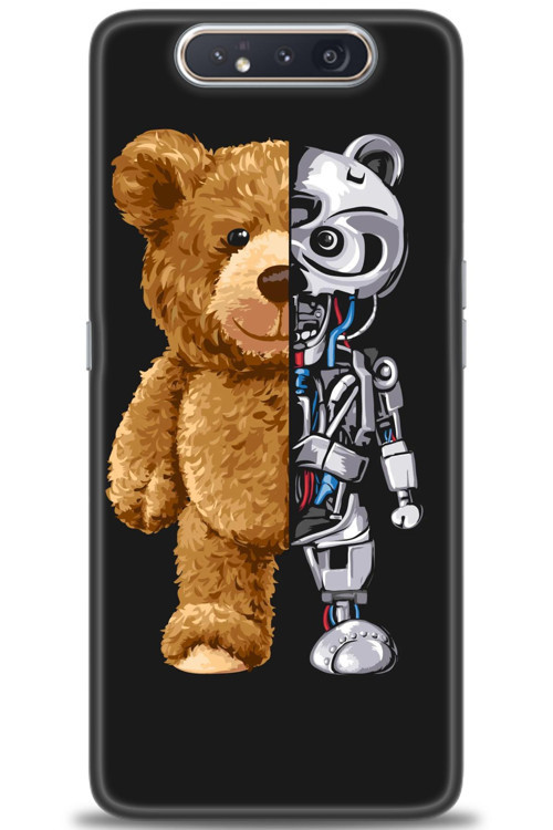 Samsung Galaxy A80 Kılıf HD Baskılı Kılıf - Ayı ve İskeleti