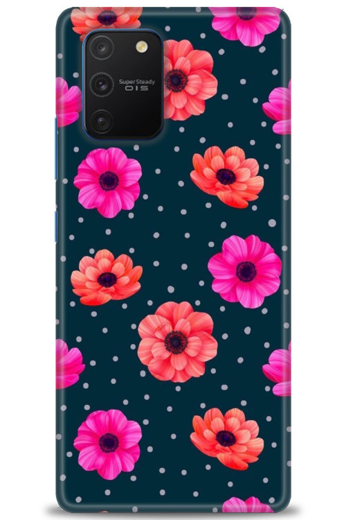 Samsung Galaxy A91 / S10 Lite Kılıf HD Baskılı Kılıf - Puantiye ve Çiçekler