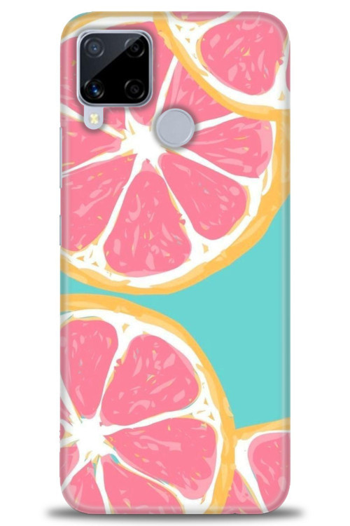 Realme C15 Kılıf HD Baskılı Kılıf - Pembe Limon