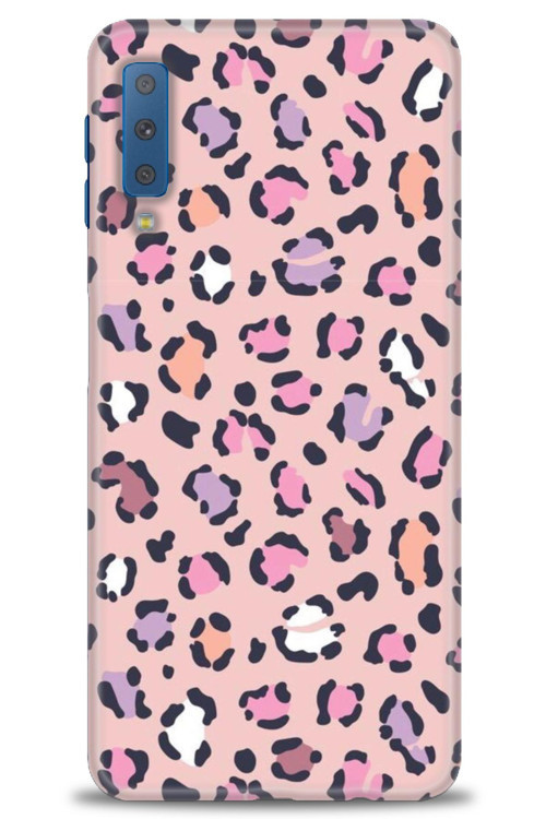 Samsung Galaxy A7 2018 Kılıf HD Baskılı Kılıf - Pembe Leopar