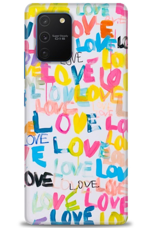 Samsung Galaxy A91 / S10 Lite Kılıf HD Baskılı Kılıf - Renkli Love