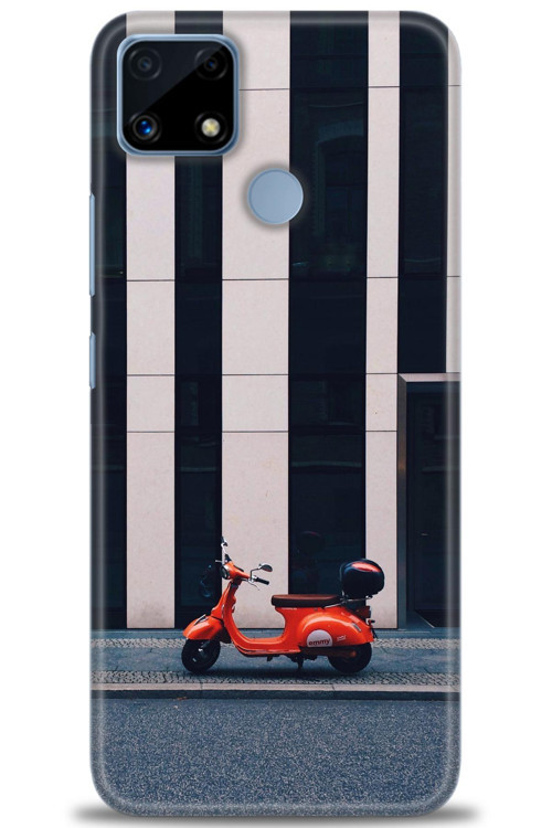 Realme C25 Kılıf HD Baskılı Kılıf - Kırmızı Motor