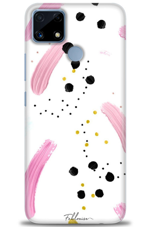 Realme C25 Kılıf HD Baskılı Kılıf - Pembe ve Benekler