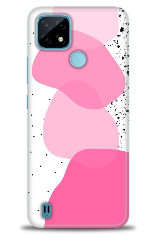 Realme C21 Kılıf HD Baskılı Kılıf - Pembe Beyaz Siyah