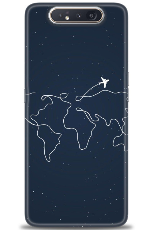 Samsung Galaxy A80 Kılıf HD Baskılı Kılıf - Uçak ve Dünya