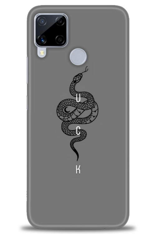 Realme C15 Kılıf HD Baskılı Kılıf - Siyah Yılan