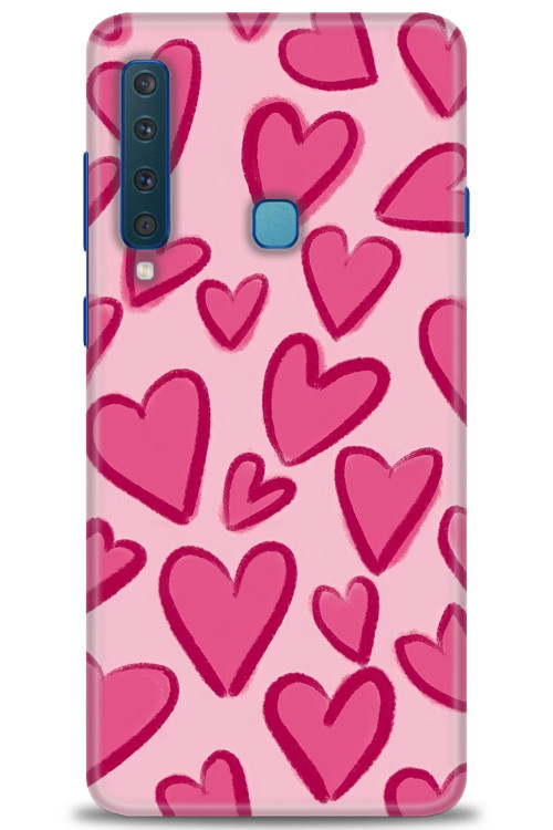 Samsung Galaxy A9 2018 Kılıf HD Baskılı Kılıf - Pembe Kalp