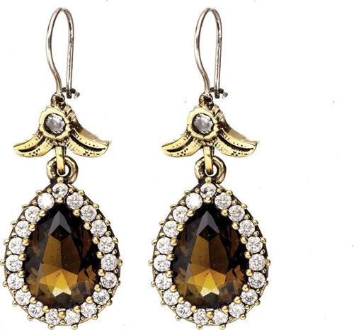 Hürrem Serisi Sarı Sitrin Taşlı Gümüş Damla Model  Küpe Hürrem Sultan Küpeleri