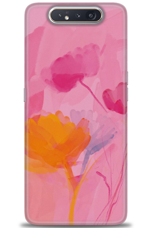 Samsung Galaxy A80 Kılıf HD Baskılı Kılıf - Turuncu Pembe