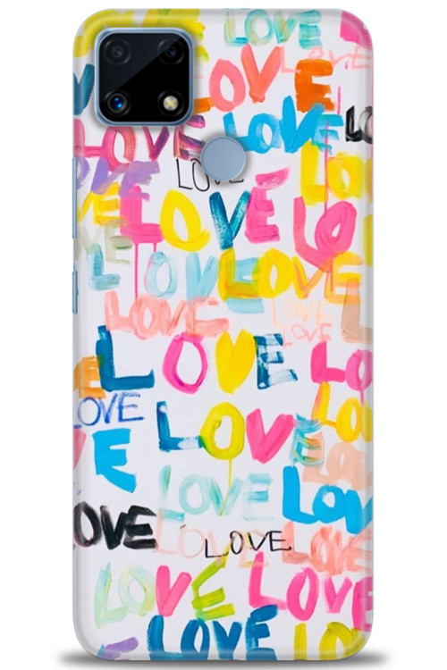 Realme C25s Kılıf HD Baskılı Kılıf - Renkli Love