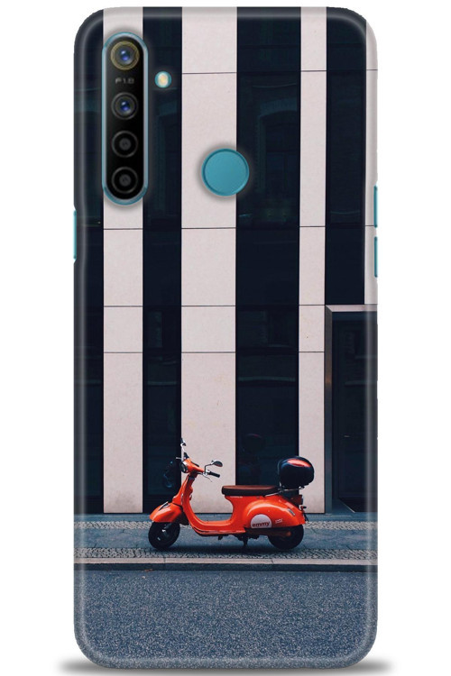 Realme C3 Kılıf HD Baskılı Kılıf - Kırmızı Motor