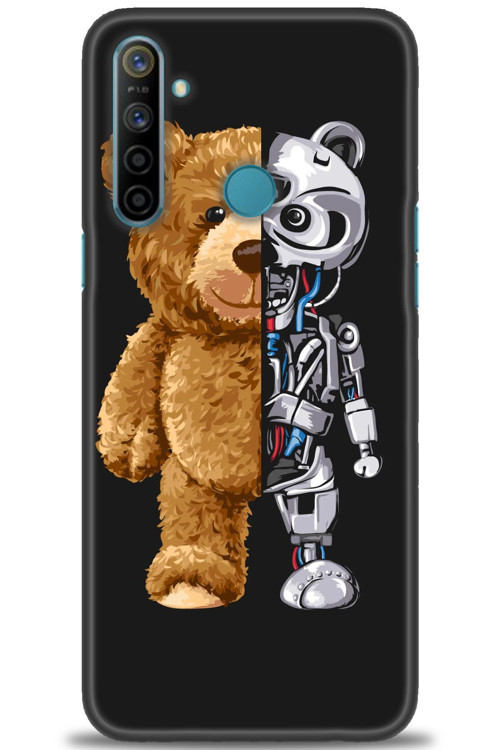 Realme C3 Kılıf HD Baskılı Kılıf - Ayı ve İskeleti