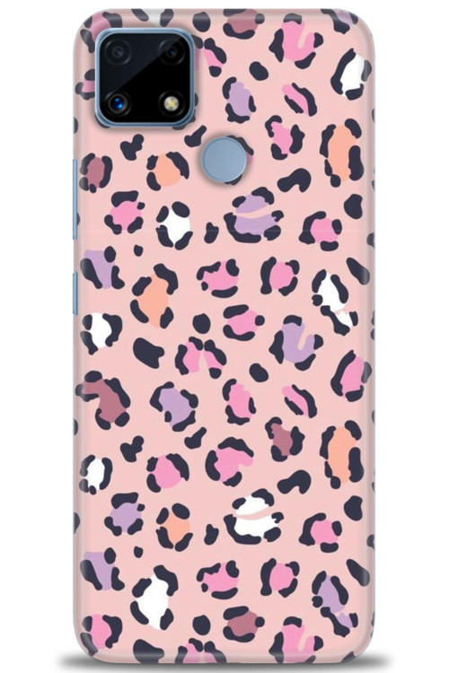 Realme C25 Kılıf HD Baskılı Kılıf - Pembe Leopar