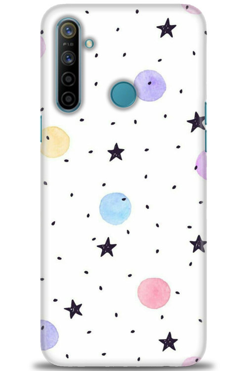 Realme C3 Kılıf HD Baskılı Kılıf - Yıldız ve Daireler