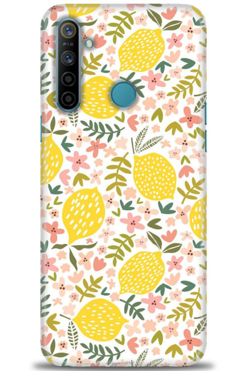 Realme C3 Kılıf HD Baskılı Kılıf - Limon ve Çiçekler