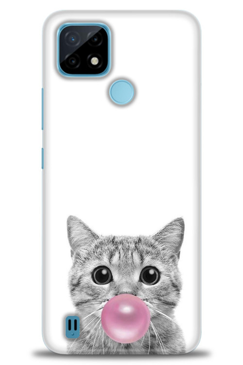 Realme C21 Kılıf HD Baskılı Kılıf - Cat