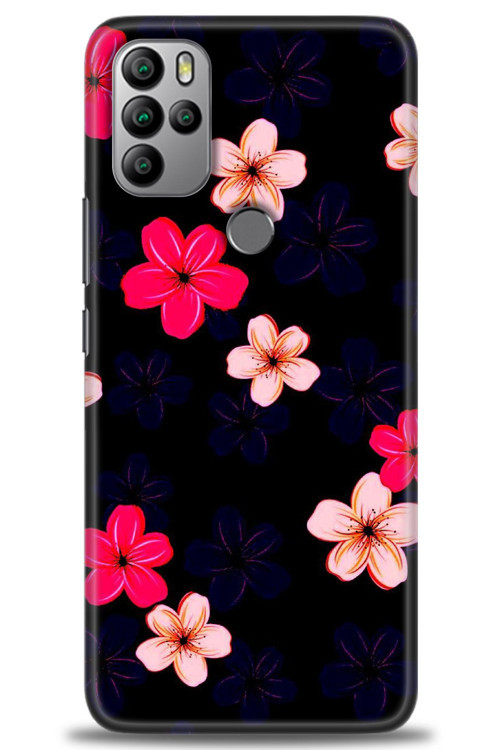 General Mobile GM 21 Pro Kılıf HD Baskılı Kılıf - Pembe Mavi Çiçekler