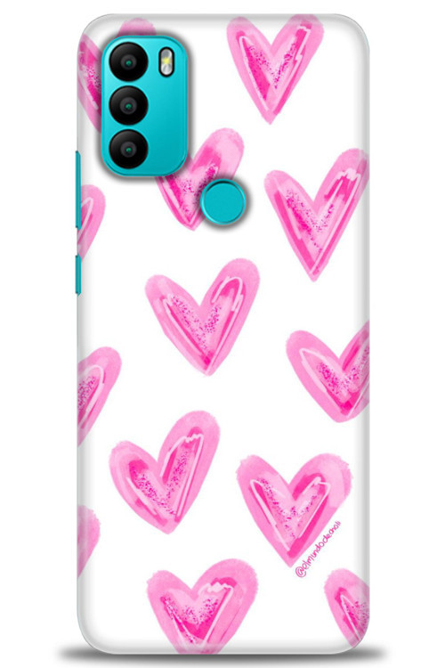 General Mobile GM 21 Plus Kılıf HD Baskılı Kılıf - Pembe Kalpler