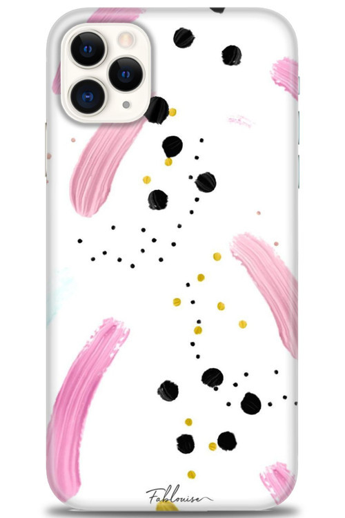 iPhone 11 Pro Max Kılıf HD Baskılı Kılıf - Pembe ve Benekler