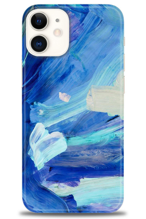 iPhone 12 Mini Kılıf HD Baskılı Kılıf - Mavi Beyaz