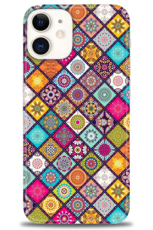 iPhone 12 Kılıf HD Baskılı Kılıf - Renkli Mozaik