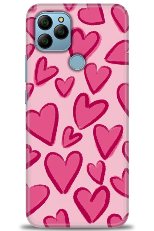 General Mobile GM 21 Kılıf HD Baskılı Kılıf - Pembe Kalp