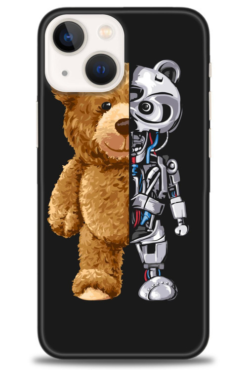 iPhone 13 Kılıf HD Baskılı Kılıf - Ayı ve İskeleti