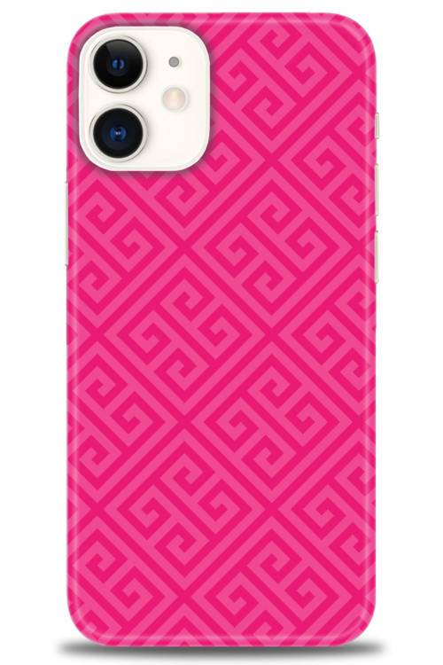 iPhone 12 Kılıf HD Baskılı Kılıf - Pembe Mozaik