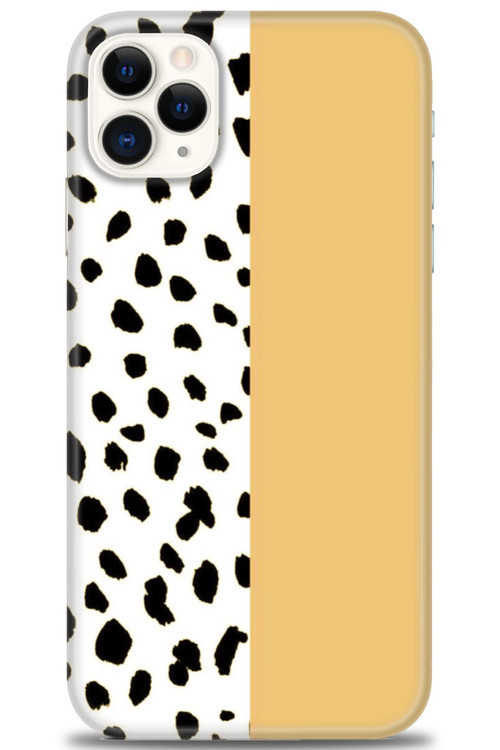 iPhone 11 Pro Max Kılıf HD Baskılı Kılıf - Sarı ve Puantiye