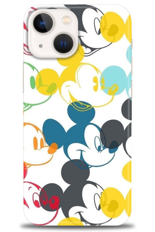iPhone 13 Mini Kılıf HD Baskılı Kılıf - Renkli Mickey Mouse